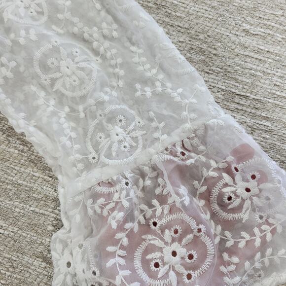 Kate & Sam Eyelet Lace Dress Womens Medium White Embroidered Lined Boho Cottage - Picture 9 of 15